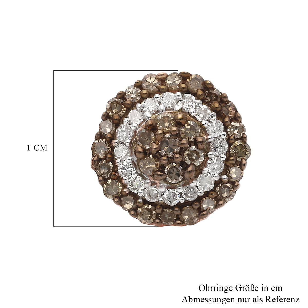 Natürliche Champagner Diamant-Ohrstecker, 925 Silber Roségold Vermeil ca. 0,50 ct