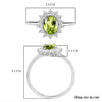 AA Peridot, Zirkon Ring 925 Silber Platiniert (Größe 17.00) ca. 1.31 ct