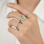 AA Peridot, Zirkon Ring 925 Silber Platiniert (Größe 17.75) ca. 1,31 ct