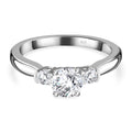 Weißer Moissanit 3 Stein Ring 925 Silber Rhodium-Überzug