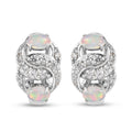 Natürlicher Äthiopischer Opal und Zirkon Ohrhänger 925 Silber platiniert ca. 2,10 ct 