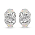 Natürlicher Äthiopischer Opal und Zirkon Ohrringe 925 Silber platiniert ca. 2,10 ct