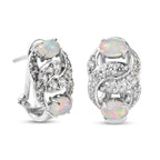 Natürlicher Äthiopischer Opal und Zirkon Ohrringe 925 Silber platiniert ca. 2,10 ct