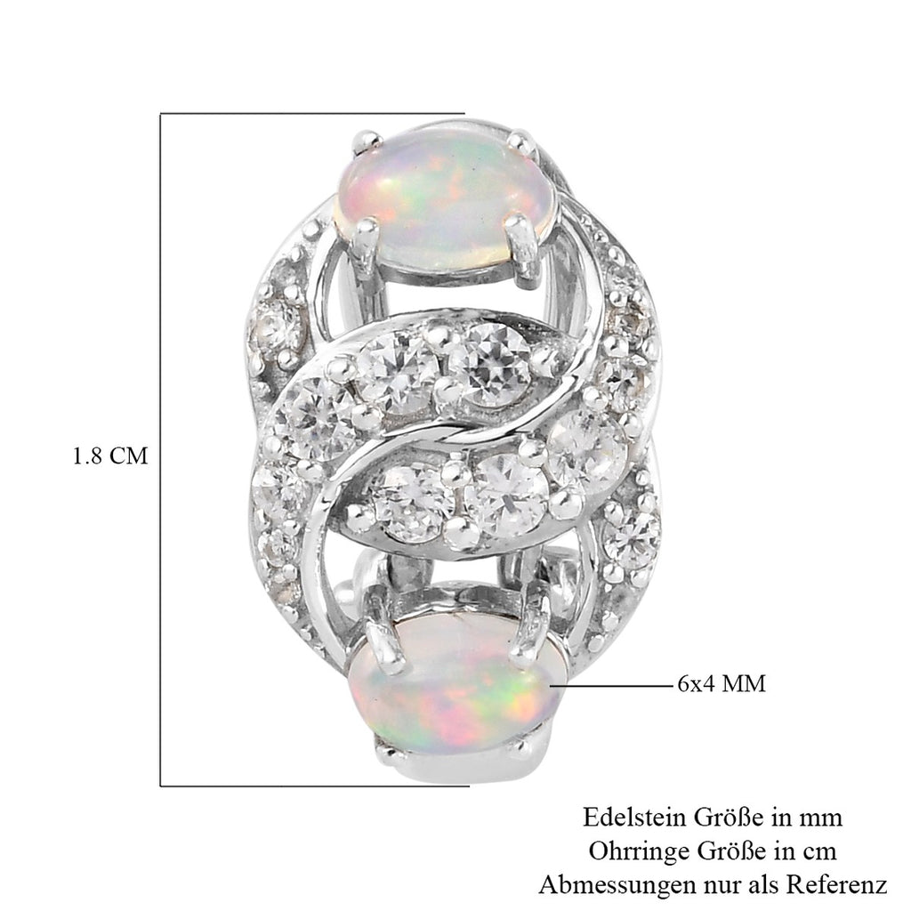 Natürlicher Äthiopischer Opal und Zirkon Ohrringe 925 Silber platiniert ca. 2,10 ct