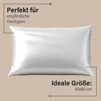 2er Set - Seidenkissenbezüge, Oberseite aus 100% Maulbeerseide, Unterseite aus Tencel Material, hypoallergen, weiß