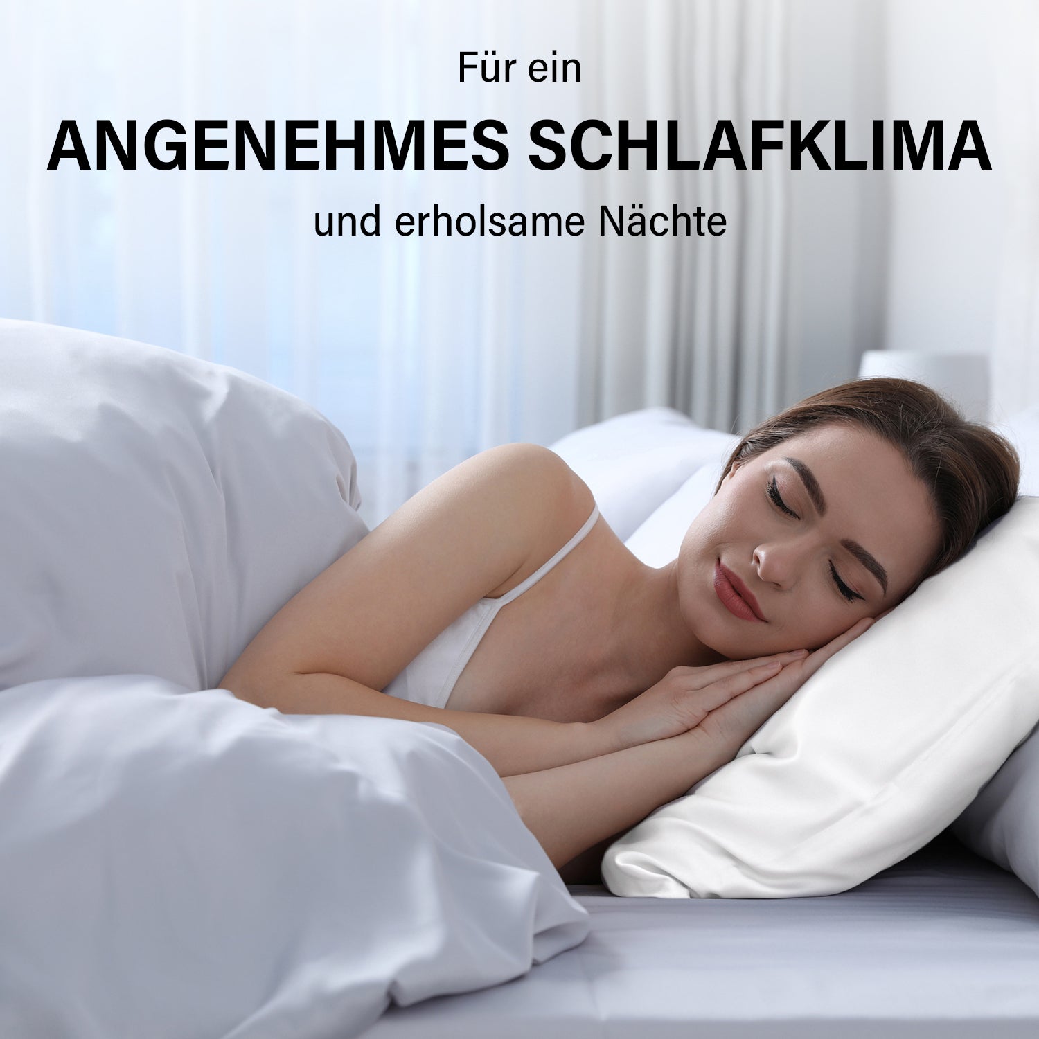 2er Set - Seidenkissenbezüge, Oberseite aus 100% Maulbeerseide, Unterseite aus Tencel Material, hypoallergen, weiß
