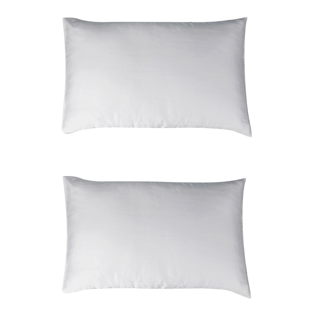 2er Set - Seidenkissenbezüge, Oberseite aus 100% Maulbeerseide, Unterseite aus Tencel Material, hypoallergen, weiß