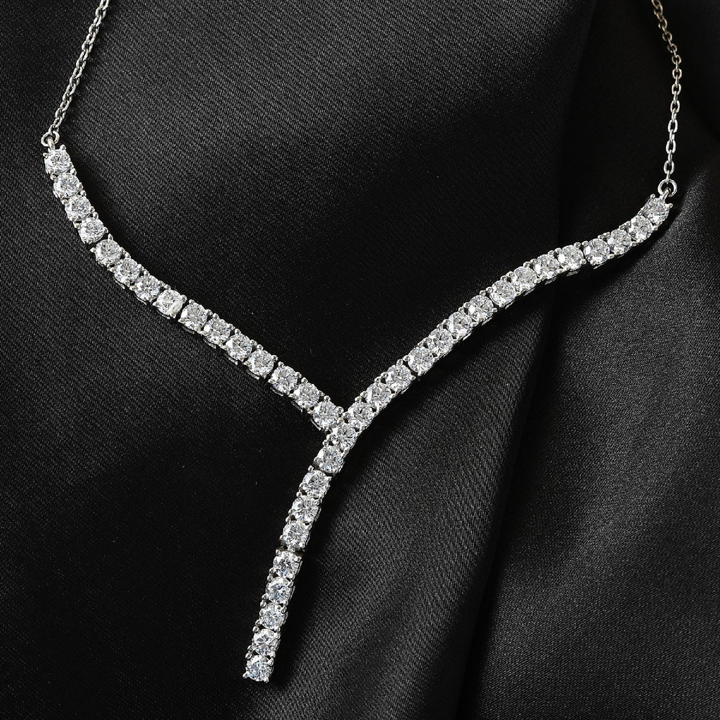 LUSTRO STELLA Hergestellt mit Feinster ZIRKONIA Halskette 45 cm lange 925 Silber platiniert ca. 9,94 ct