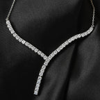 LUSTRO STELLA Hergestellt mit Feinster ZIRKONIA Halskette 45 cm lange 925 Silber platiniert ca. 9,94 ct