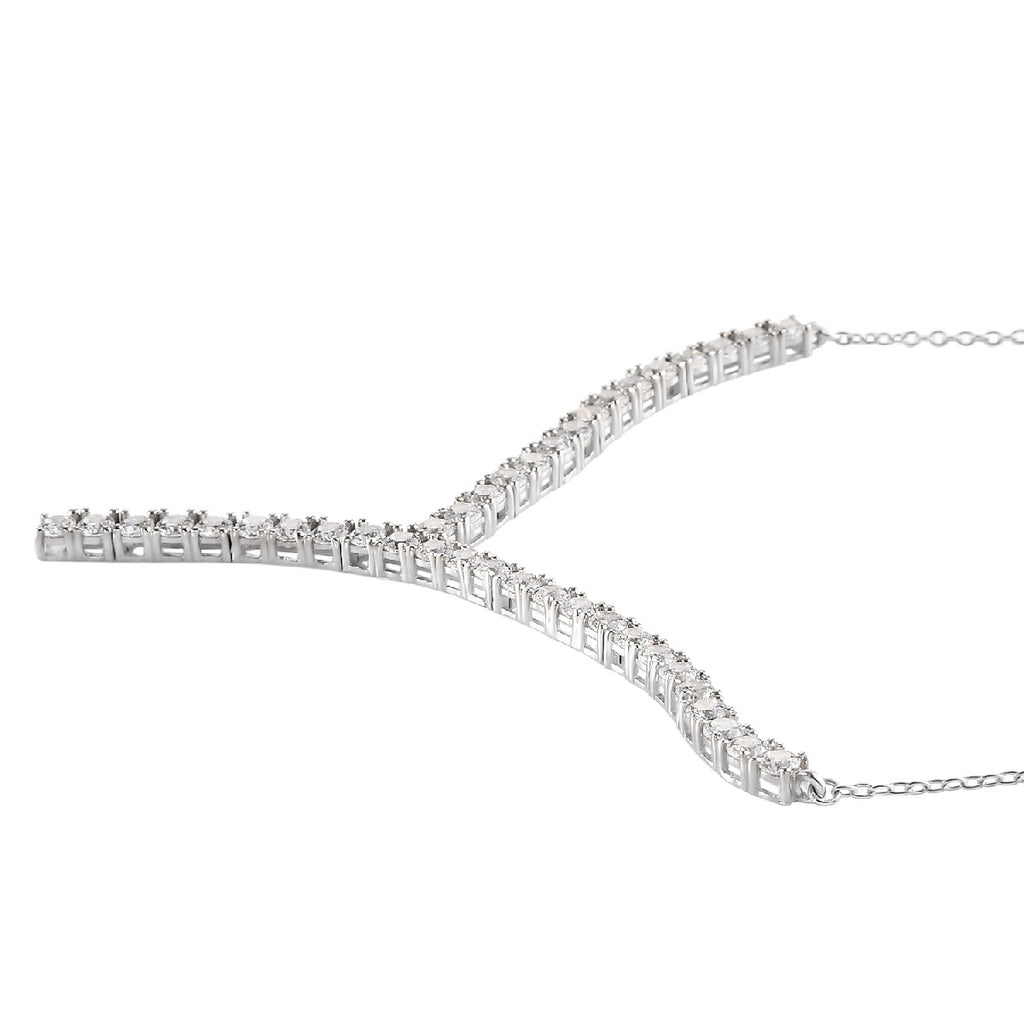 LUSTRO STELLA Hergestellt mit Feinster ZIRKONIA Halskette 45 cm lange 925 Silber platiniert ca. 9,94 ct