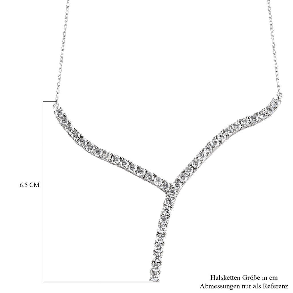 LUSTRO STELLA Hergestellt mit Feinster ZIRKONIA Halskette 45 cm lange 925 Silber platiniert ca. 9,94 ct