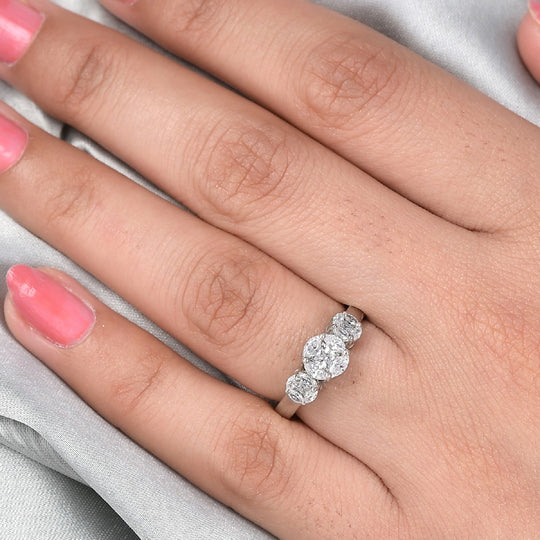 LUSTRO STELLA Hergestellt mit Feinster ZIRKONIA Ring 925 Silber platiniert (Größe 20.00) ca. 1,31 ct