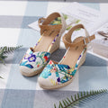LA MAREY: Espadrilles mit Keilabsatz, Dschungelmuster, Weiß