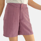 Unifarbene Shorts für Frauen, Gletschergrau, Violett, Größe 40