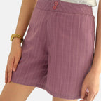 Unifarbene Shorts für Frauen, Gletschergrau, Violett, Größe 42
