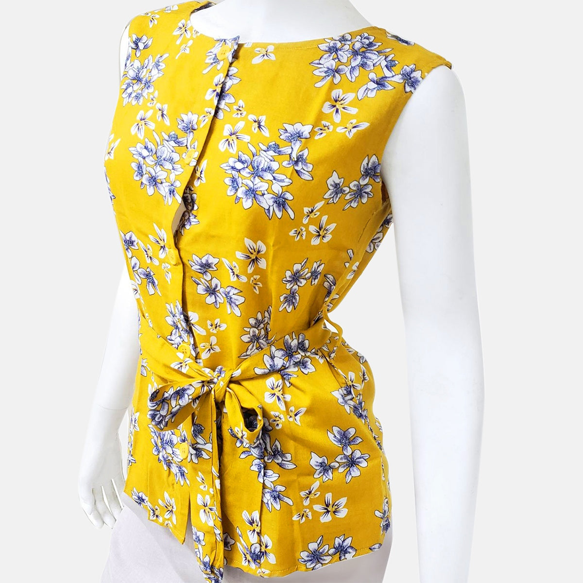 Frauen Sleeve Top mit Blumen, Gelb, Größe 38