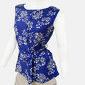 Frauen Sleeve Top mit Blumen, Blau, Größe 38