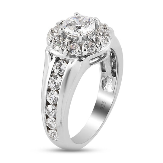 LUSTRO STELLA - feinster Zirkonia-Ring, 925 Silber platiniert (Größe 17.00) ca. 2,96 ct