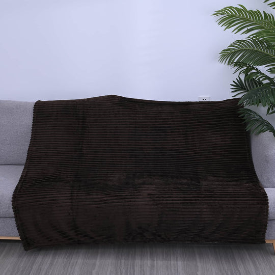 Blaue Ripp-Flanelldecke mit Sherpa-Rückseite,150x198cm, Blau,
