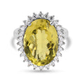 Ouro Verde-Quarz und Zirkon Halo Ring 925 Silber platiniert (Größe 16.00) ca. 12,33 ct