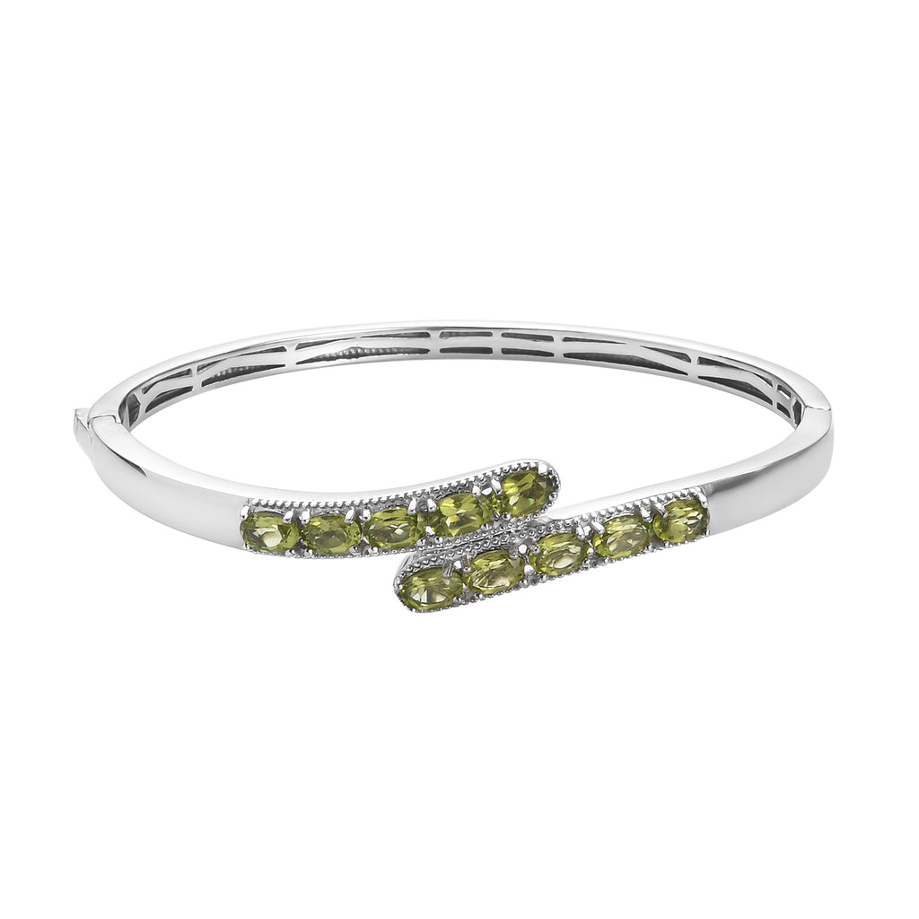 Peridot Armreif ca. 19 cm Reines Messing Ionenbeschichtetes Platin ca. 4,87 ct.