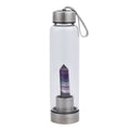 Glas Wasserflasche mit regenbogen Flourit Edelstein 600ml