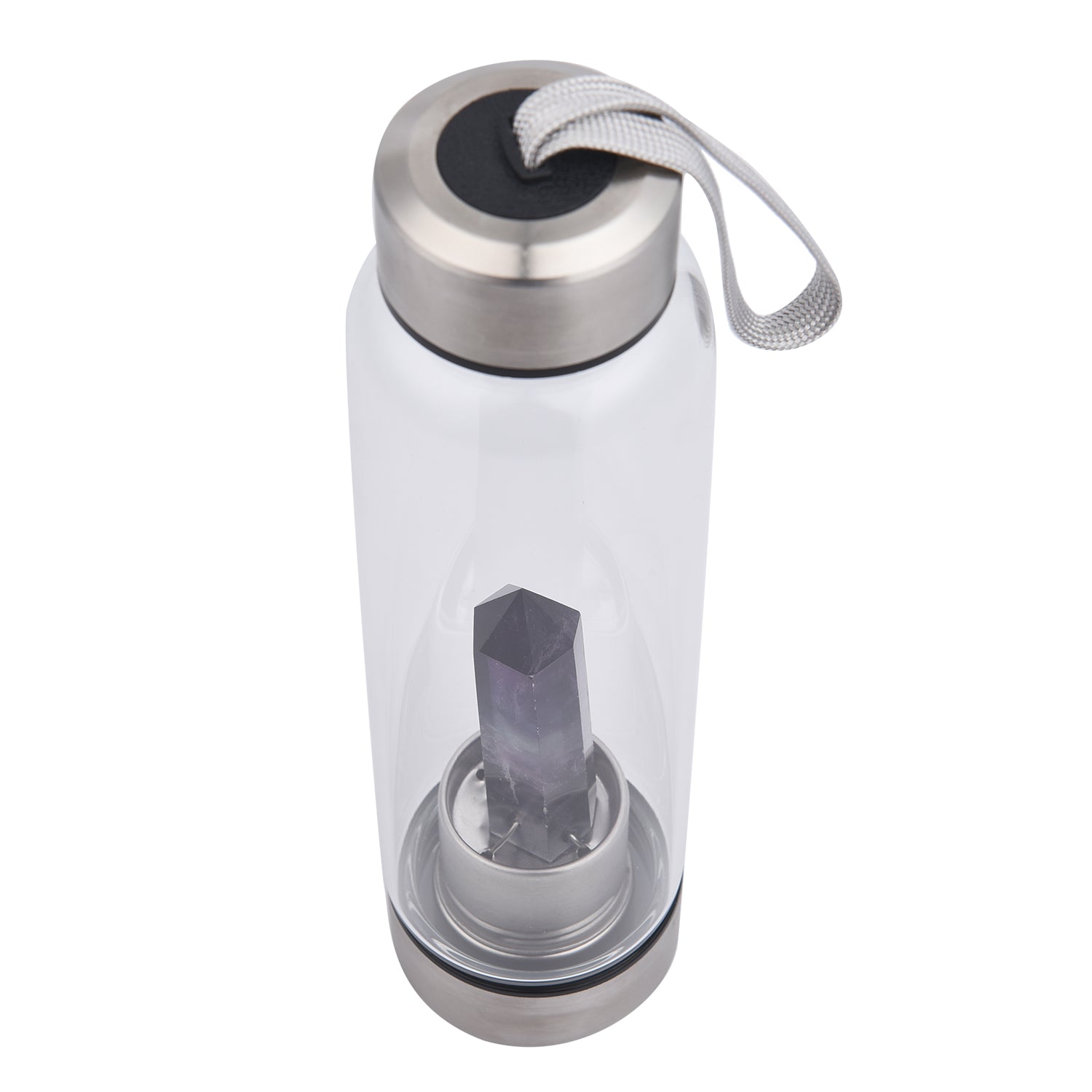 Glas Wasserflasche mit regenbogen Flourit Edelstein 600ml