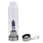 Glas Wasserflasche mit regenbogen Flourit Edelstein 600ml