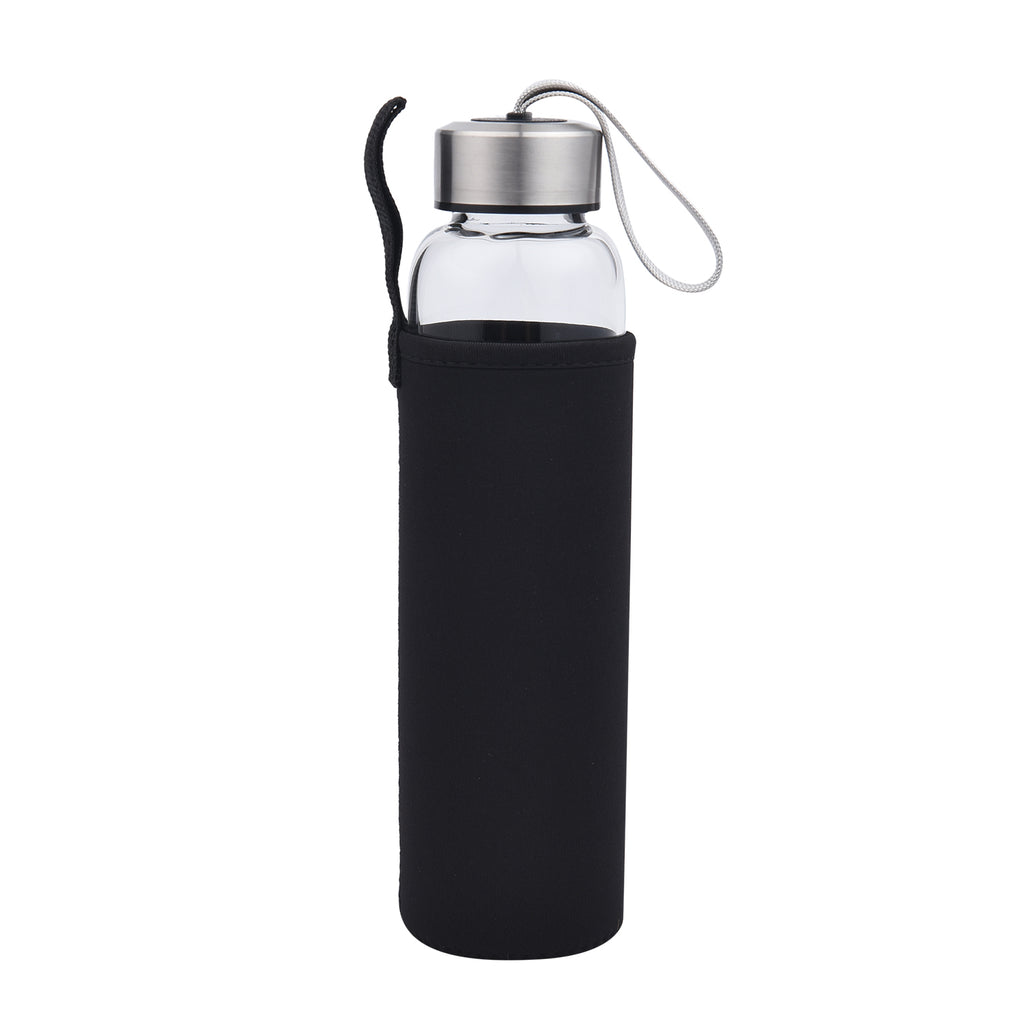 Glas Wasserflasche mit regenbogen Flourit Edelstein 600ml
