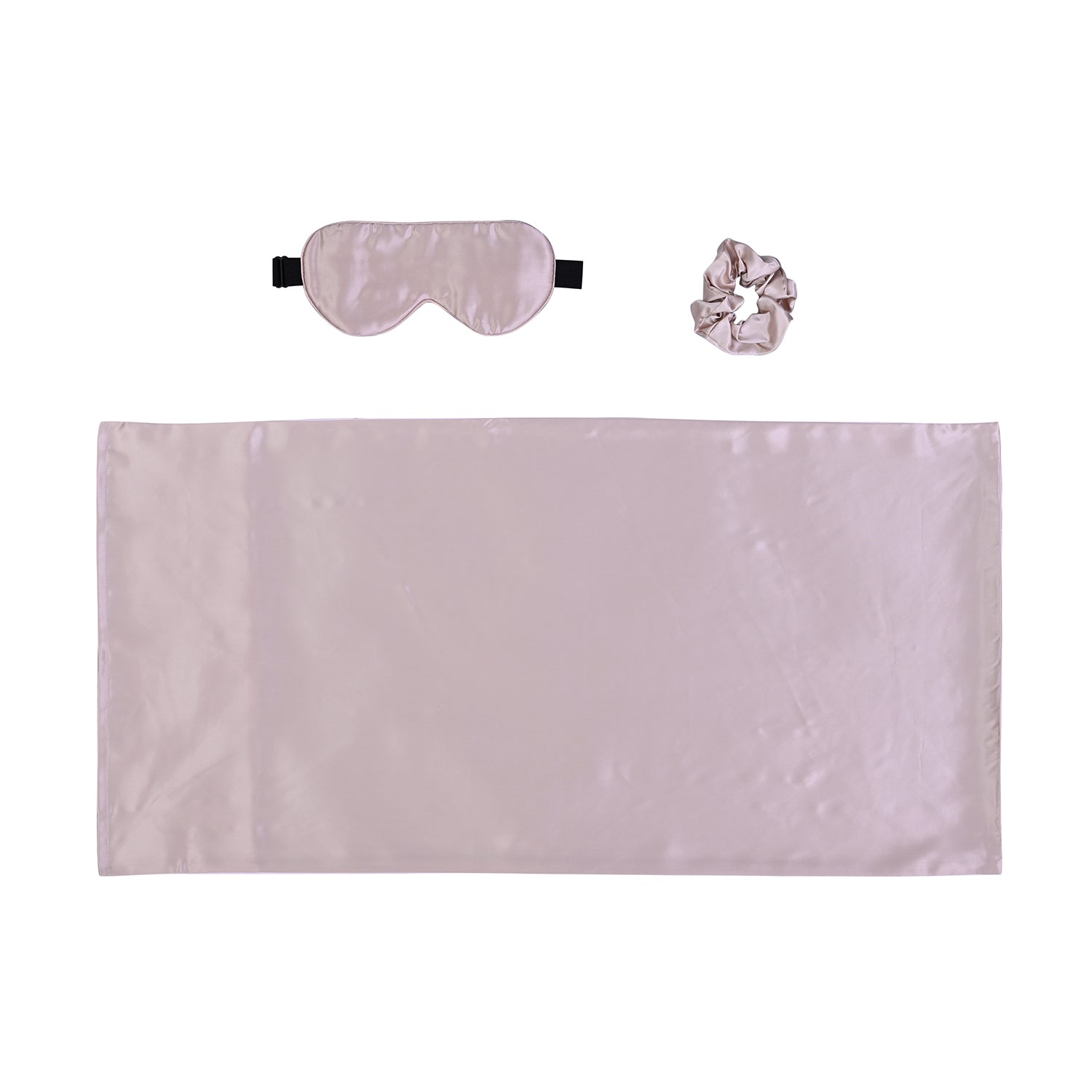 Serenity Night: Kissenbezug, Haargummi und Augenmaske aus 100% Maulbeerseiden, 40x80 cm, cm und 23,5x10,5 cm, Champagner, 3 teilig