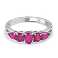 Fissure gefüllt Rubin 5 Stein Ring 925 Silber Platin-Überzug