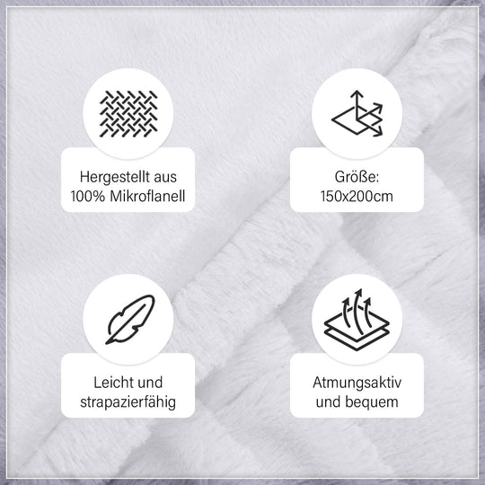 Super weich: Plissierte Luxus Decke mit Mikroflannel-Futter, 150x200 cm, Lavendel