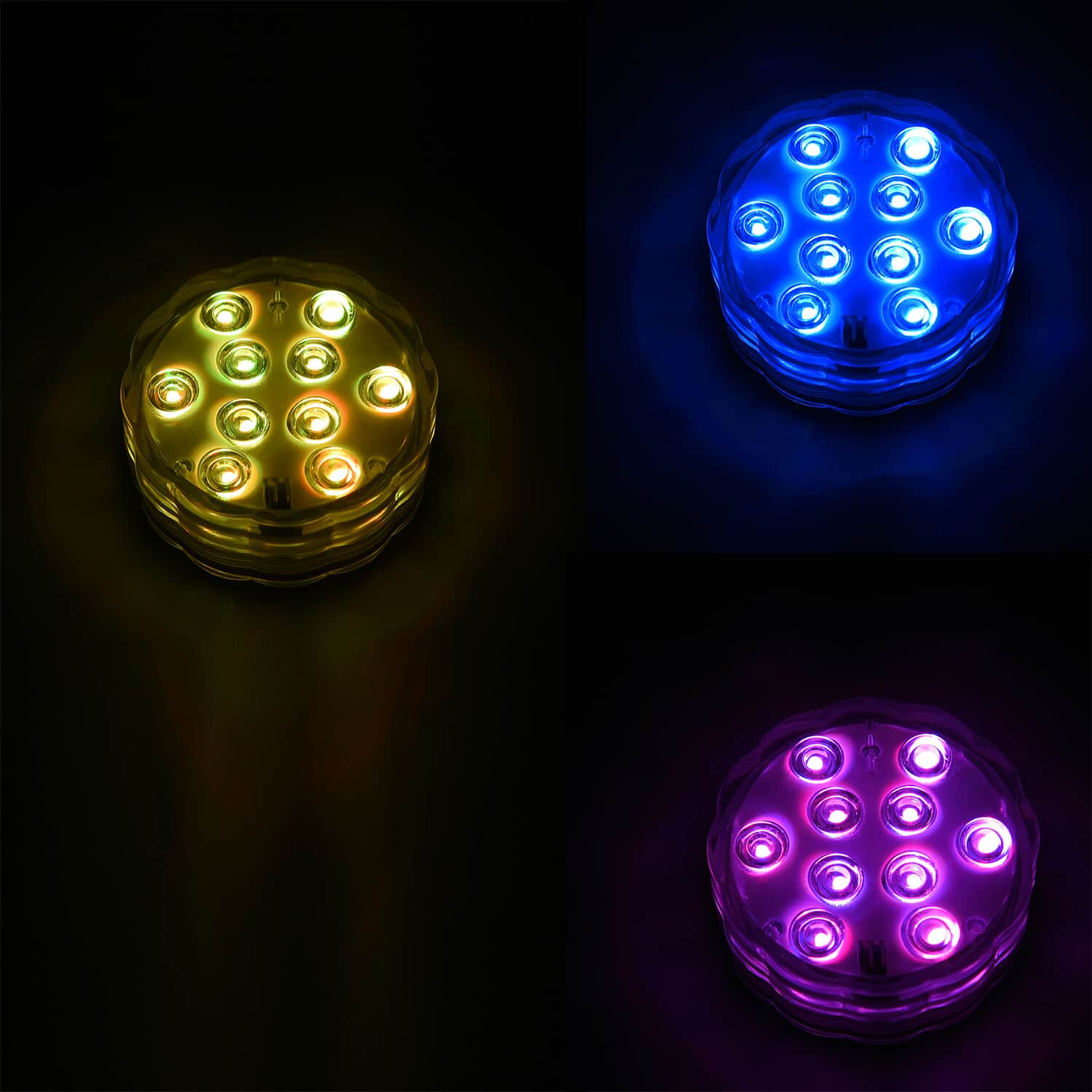 2er-Set LED-Farbwechsel-Wasserlicht mit Fernbedienung (7cm x 7cm x 2.5cm) (3xAAA nicht enthalten)