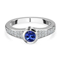 Tansanit und Zirkon Ring 925 Silber platiniert (Größe 16.00) ca. 0,77 ct