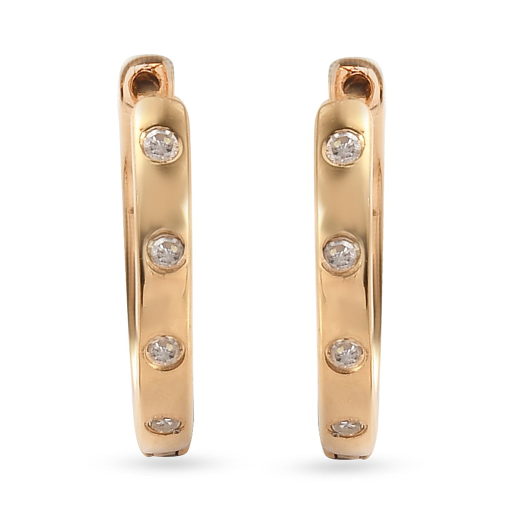Diamant-Creolen, 925 Silber Gelbgold Vermeil ca. 0.15 ct