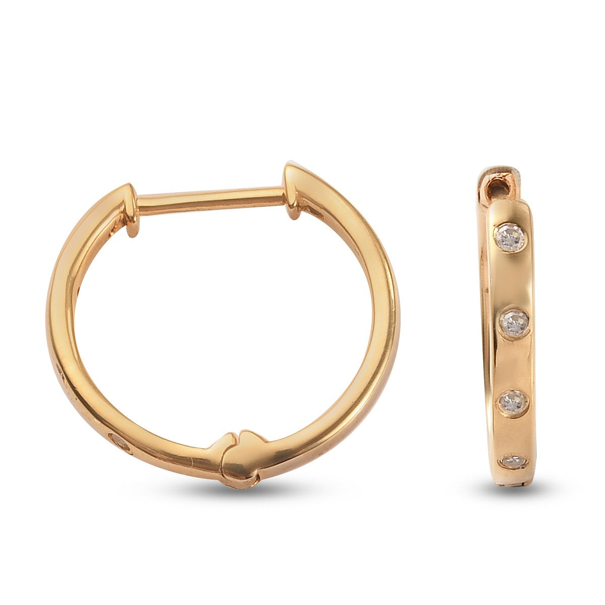 Diamant-Creolen, 925 Silber Gelbgold Vermeil ca. 0.15 ct