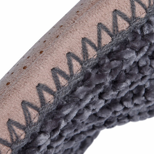 1 paar rutschfeste und gestrickte Hausschuhe mit Fellfutter, Größe S, Grau