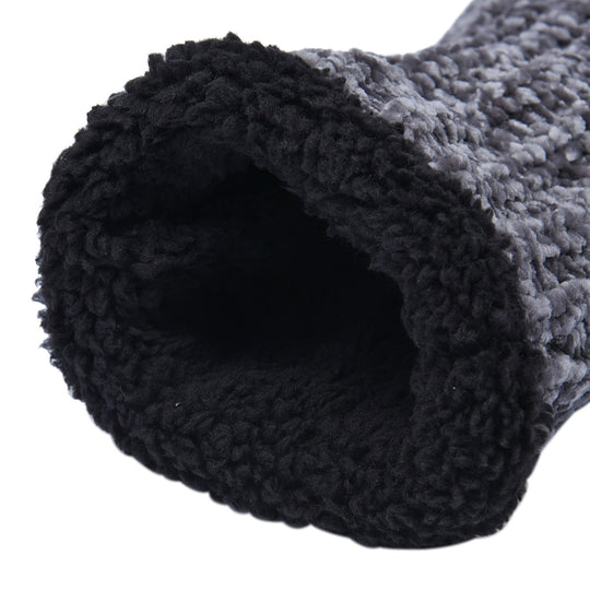 1 paar rutschfeste und gestrickte Hausschuhe mit Fellfutter, Größe S, Grau