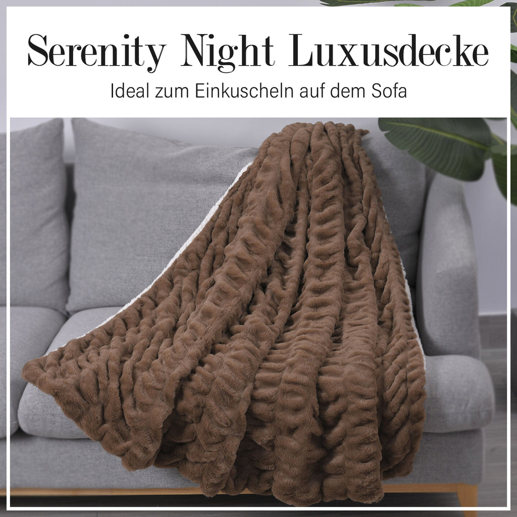 Serenity Night: Luxusdecke aus Kunstfell, Größe 150x200 cm, Braun