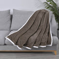 Ripp-Flanelldecke mit Sherpa-Rückseite, Grau