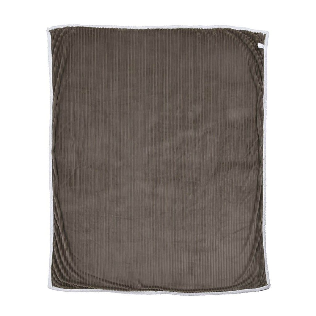 2-Lagige Flanelldecke mit Sherpa-Futter,150x200 cm, Kord-Grau
