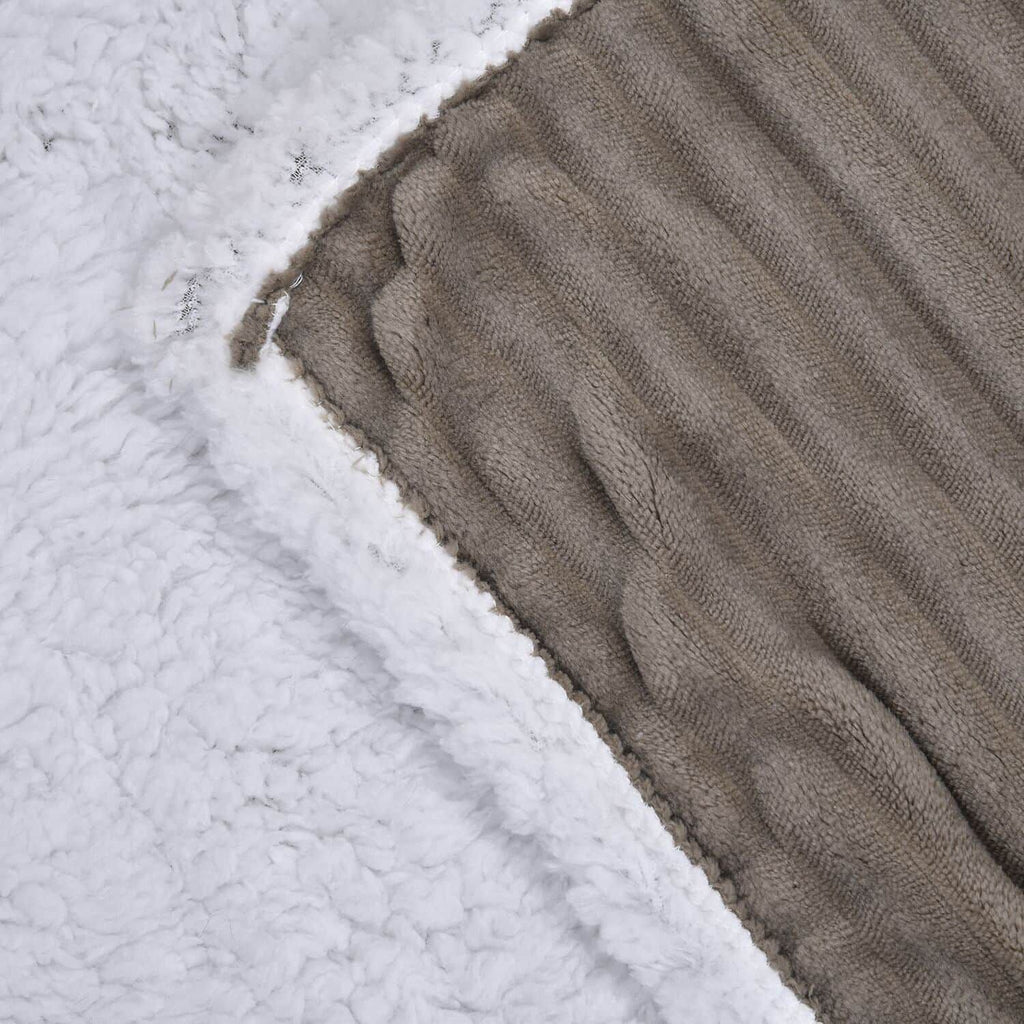 2-Lagige Flanelldecke mit Sherpa-Futter,150x200 cm, Kord-Grau