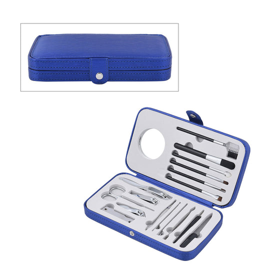 18er Set- kompaktes Maniküre Pflegeset aus Edelstahl, blau