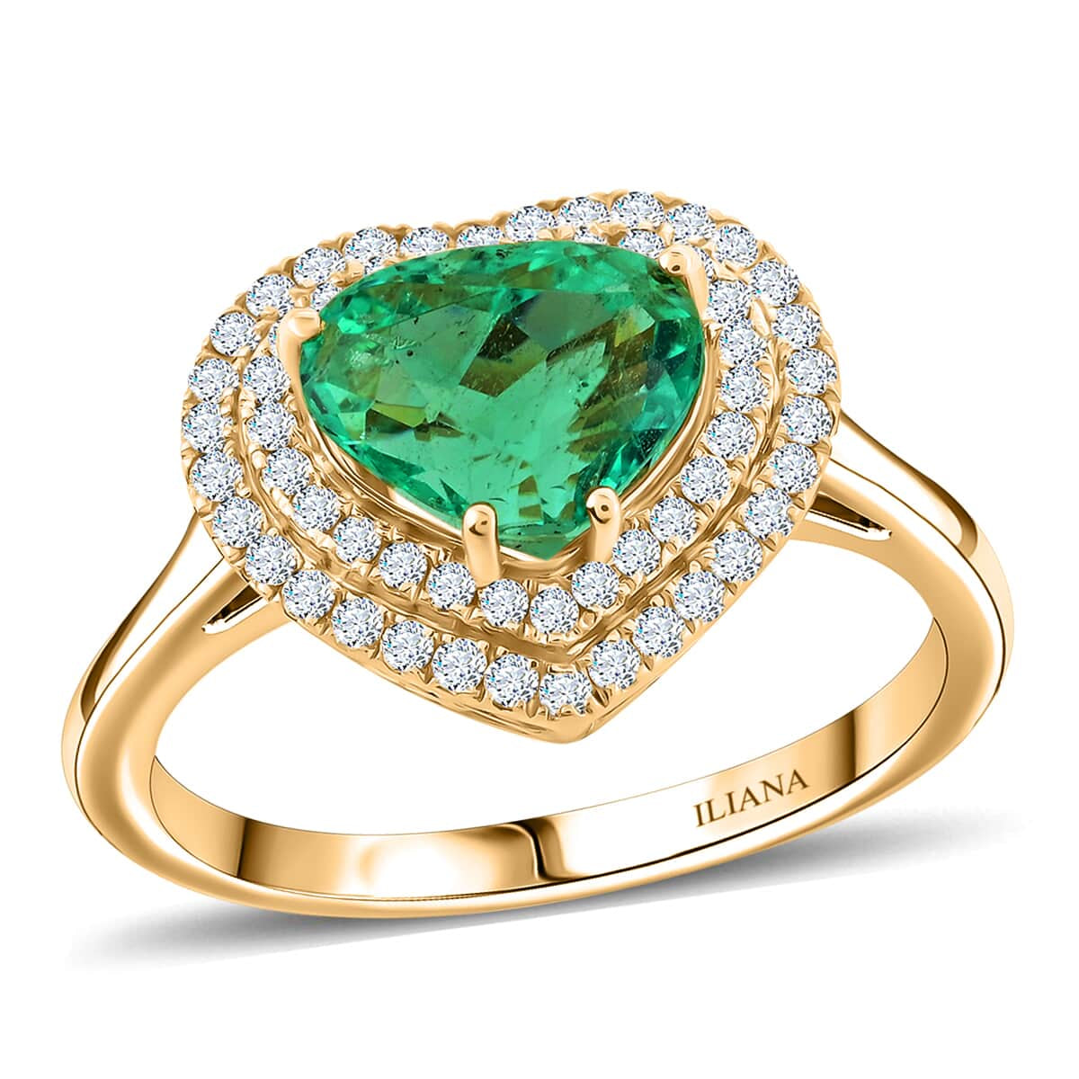 ONE OF A KIND - AAA Kolumbianischer Smaragd, Weißer Diamant Ring 750 Gold (Größe 18.00) ca. 2.21 ct
