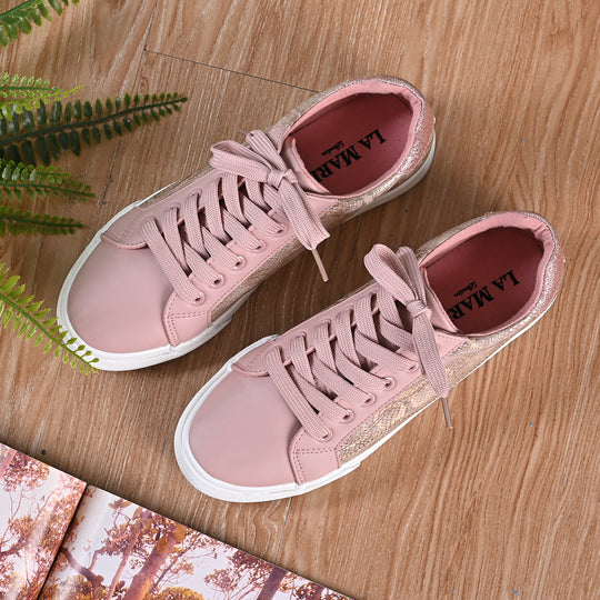 LA MAREY - Sneaker aus Kunstleder, Schlangenhautmuster, Größe 36, Schwarz