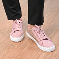 LA MAREY - Sneaker aus Kunstleder, Schlangenhautmuster, Größe 39, Rosa