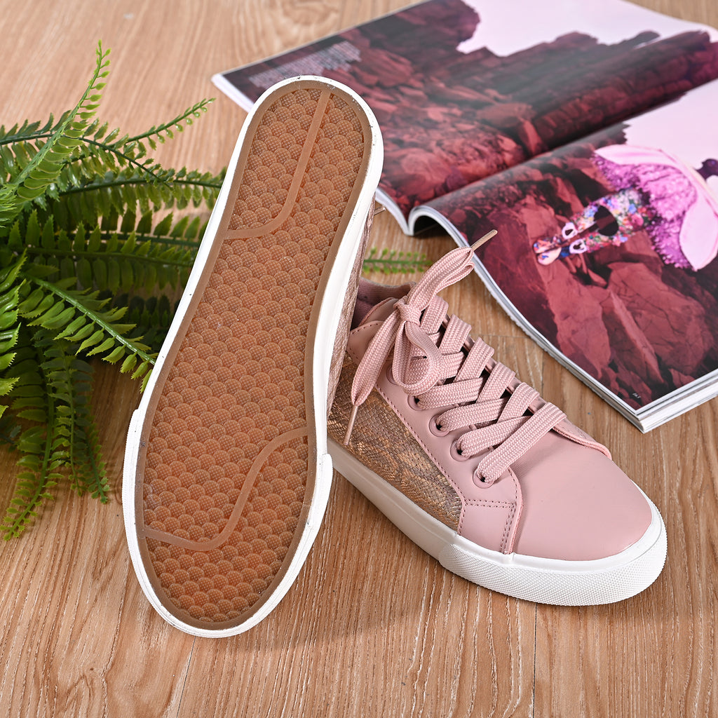 LA MAREY Sneaker aus Kunstleder, Schlangenhautmuster, Größe 39, Rosa
