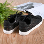 LA MAREY - Sneaker aus Kunstleder, Schlangenhautmuster, Größe 38, Schwarz