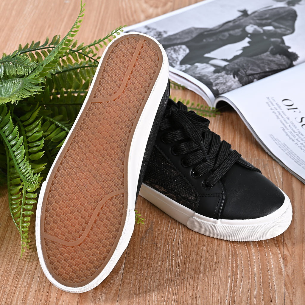LA MAREY - Sneaker aus Kunstleder, Schlangenhautmuster, Größe 38, Schwarz