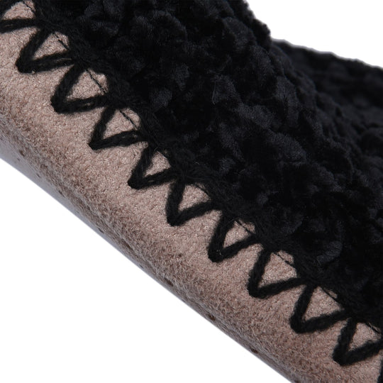 1 paar rutschfeste und gestrickte Hausschuhe mit Fellfutter, Größe S, Schwarz